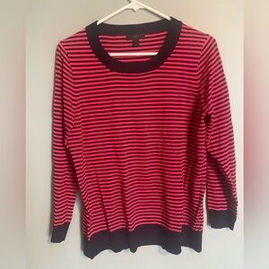 J. Crew Merino Wool Red and Navy Striped Tippi Sweater